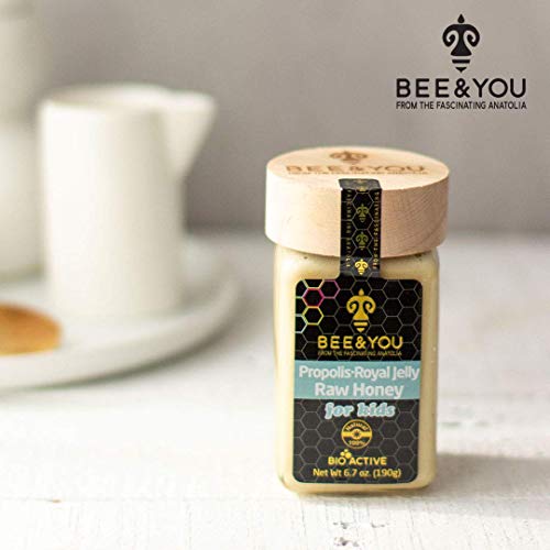 BEE and You Royal Jelly + Raw Honey + Propolis Mix for Kids – Pure – Superfood – No Additives/Flavors/Preservatives Added – 6.7 oz