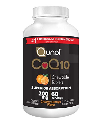 Qunol CoQ10 200mg, Superior Absorption Natural Supplement Form of Coenzyme Q10, Antioxidant for Heart Health, Chewable Tablet, Creamy Orange Flavor, 60 Servings