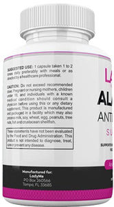 ALA / ALC Extra Strength Supplement - Alpha Lipoic Acid with Acetyl L-Carnitine 850 mg ALCAR Amino Acid Source for Brain Function, Memory, Focus, Antioxidant Support for Women by Ladyme 60 Capsules