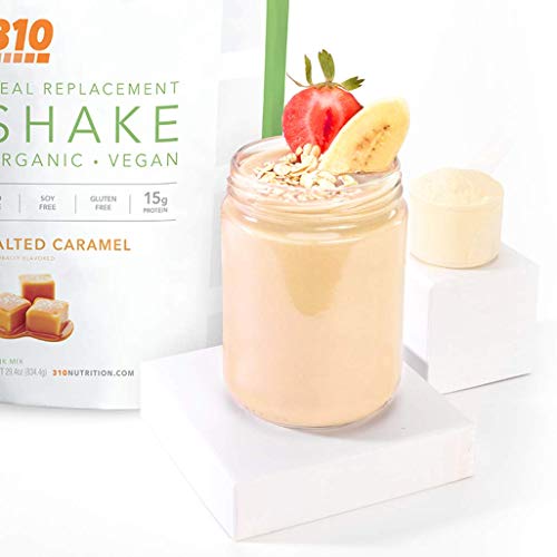 Vegan Organic Plant Protein Powder and Meal Replacement Shake - By 310 Nutrition - Gluten, Dairy and Soy Free - 0g of Sugar | Keto and Paleo Friendly… (Salted Caramel, 14 Servings)