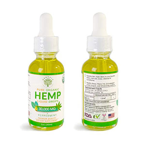 Organic Pure Hemp Oil 30,000 MG, by Kandala for Pain & Stress Natural Hemp Drops – Helps with Sleep, Skin, and Hair (1 Pack, Peppermint)