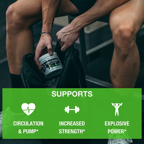 Honey Badger Pre Workout Powder | Vegan Keto Lemon Lime Preworkout | Natural Energy for Men & Women | Beta Alanine, Caffeine & Vitamin C for Immune Support | Sugar Free & Paleo | 30 Servings