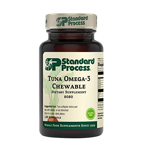 Standard Process Tuna Omega-3 Chewable - Whole Food Antioxidant, Emotional Support, Brain Health and Brain Support, Skin Health and Hair Health with Tuna Oil - 120 Chewable Softgels