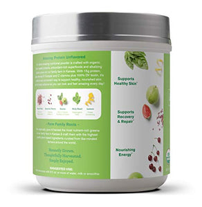 Amazing Grass GLOW Vegan Collagen Support with Biotin and Plant Based Protein Powder, Unflavored, 15 Servings