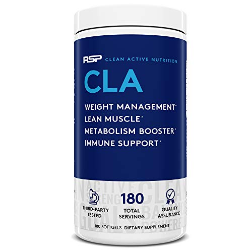 RSP Nutrition CLA 1000 Conjugated Linoleic Acid Max Strength Softgels, Natural Stimulant Free Weight Loss Supplement, Fat Burner for Men & Women, 180 Ct. (Packaging May Vary)