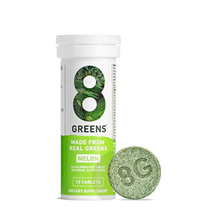 8Greens Immunity and Energy Effervescent Tablets - Packed with 8 Powerful Super Greens (Melon, 1 Tube/10 Tablets)