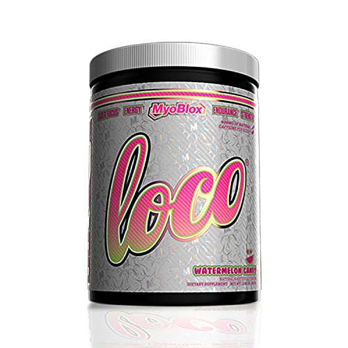 MyoBlox LOCO® Pre-Workout Nitric Oxide Booster | Supports Muscle Pumps & Enhanced Vascularity | for Energy, Focus & Intensity | 400mg of Natural Caffeine per Scoop (Watermelon Candy)