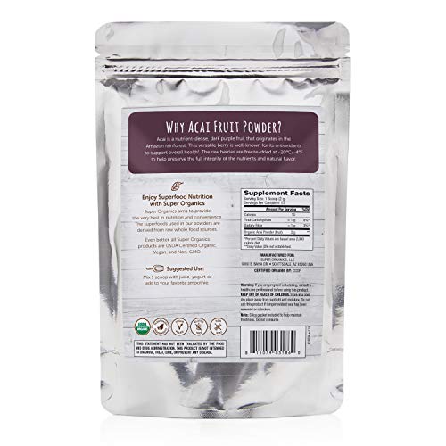 Super Organics Acai Fruit Powder | Brazilian Superfood | Antioxidants – Vegan & Non-GMO, 4 Oz