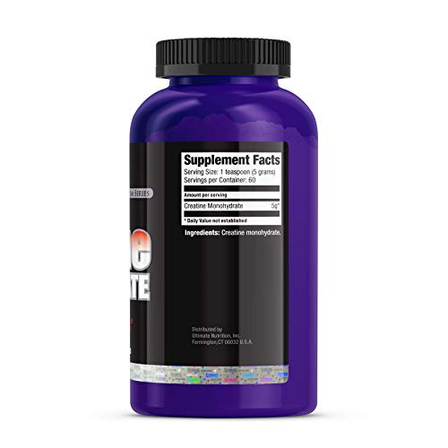 Ultimate Nutrition Micronized Creatine Monohydrate Biovolumizing Powder, Keto Friendly,5000mg of Creatine Monohydrate Per Serving Unflavored ,60 Servings