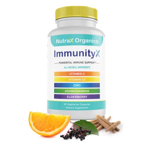 All-in-One Immune Support with Organic Elderberry, Organic Ashwagandha, Vitamin C with Zinc, VIT D - Antioxidant Supplement and Immunity Booster for Adults-60 Vegan Capsules (Packaging May Vary)