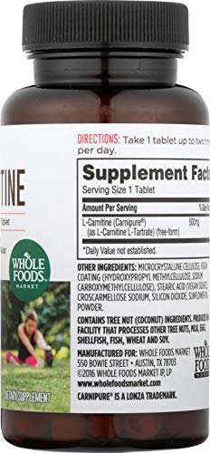 Whole Foods Market, L Carnitine 500mg, 60 ct
