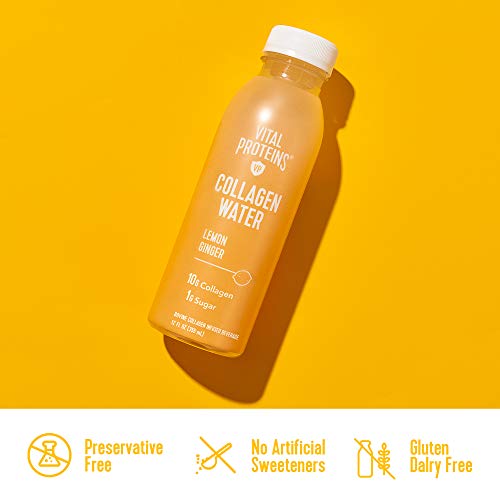 Vital Proteins Collagen Water™, 10g of Collagen per Bottle & Made with Real Fruit Juice, Dairy & Gluten Free - Lemon Ginger, 4 Pack