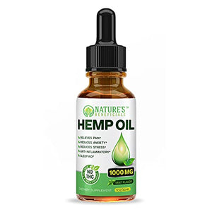 Organic Hemp Oil 1000MG - Ultra-Premium Pain Relief Anti-Inflammatory, Stress & Anxiety Relief, Joint Support, Sleep Aid, Omega Fatty Acids 3 6 9, Non-GMO Ultra-Pure CO2 Extracted Extract Drops