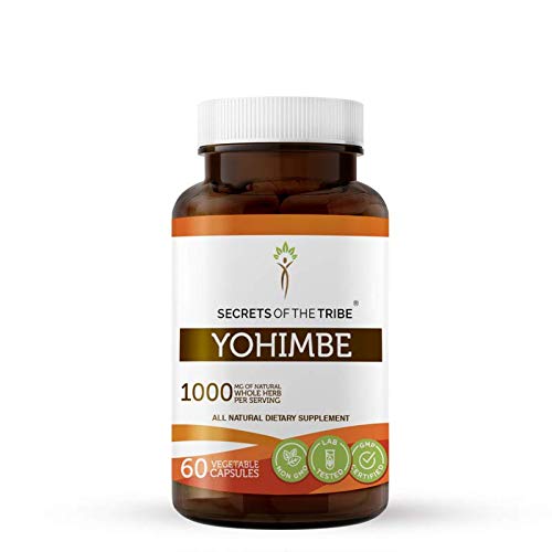 Yohimbe 60 Capsules, 1000 mg, Wildcrafted Yohimbe (Pausinystalia yohimbe) Dried Bark (60 Capsules)