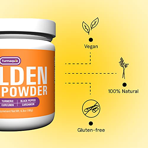 Organic Golden Milk Turmeric Powder Mix (180 Servings) + Superfood Blend of Ginger, Black Pepper, Curcumin, Cinnamon, Cardamom - Anti Inflammatory, Non-GMO, Vegan, Keto, Ayurvedic - Turmaquik