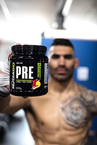 NutraBio PRE Workout Powder - Sustained Energy, Mental Focus, Endurance - Clinically Dosed Formula - Beta Alanine, Creatine, Caffeine, Electrolytes - 20 Servings - Raspberry Lemonade