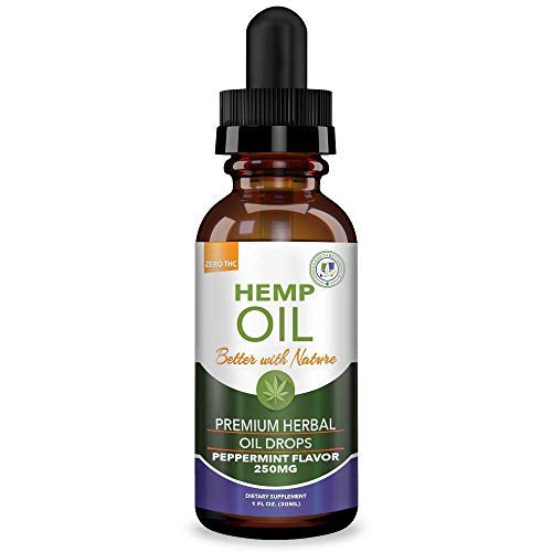 Hemp Oil 250mg for Fast Relief :: Anxiety, Inflammation, Pain, Sleep, Nausea, Depression :: MCT Oil Packed with Omega 3,6 Fatty Acids :: Better with Nature 30 Day Supply :: Peppermint Flavor