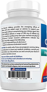 Best Naturals Caffeine Pills 200mg, 120 Count