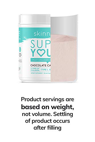 SkinnyFit Super Youth Multi-Collagen Peptide Powder Chocolate Cake Flavor, Hair, Skin, Nail, & Joint Support, 58 Servings
