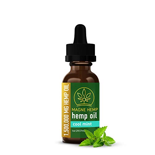 MAGNEHEMP - 1,500,000MG Cool Mint Flavored Hemp Oil Extract for Pain & Stress, Hemp Oil Drops for Better Sleep