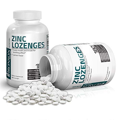 Bronson Zinc Lozenges Antioxidant & Immune Support Supplement Lemon Flavored, 180 Chewable Tablets