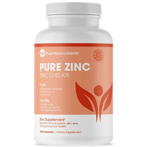 Pure Micronutrients Zinc Supplement, Natural Zinc Glycinate Supplements, (Chelated) 25mg, 120