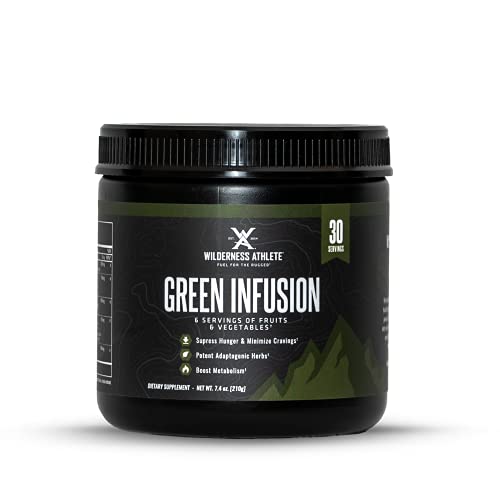 Wilderness Athlete - Green Infusion | Supergreen Superfood Power Greens Powder - Wheatgrass Powder with Astragalus Root, Green Tea Extract, & Chlorella - 30 Serving Tub