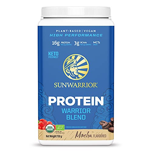 Sunwarrior - Warrior Blend, Plant Based, Raw Vegan Protein Powder with Peas & Hemp, Mocha, 30 Servings, 26.4 Ounce