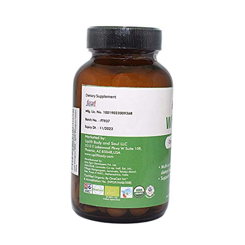 Uplift Wheatgrass Organic Tablet- 120 Count| 1000mg,100% Pure and Natural, Herbal Supplement for Energy, Immunity & Detox, Vitamins & Nutrient Dense