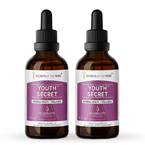 Youth Secret Alcohol-Free Extract, Tincture, Hawthorn, Ginkgo, Ashwagandha, Cordyceps, Fo-Ti Root, Green Tea, Brahmi, Rosemary, Turmeric, Maqui Berry. Overall Health/Wellness (2x4 FL OZ)