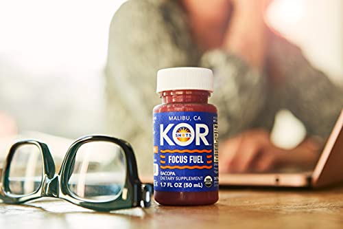 KOR Shots Bacopa Shot - 1.7 Fl Oz - Focus Fuel - Bacopa Root, Rhodiola Root and Lions Mane Mushroom - USDA Certified Organic