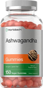 Ashwagandha Gummies | 150 Count | Vegan, Non-GMO, & Gluten Free Supplement | Natural Tropical Flavor | by Horbaach