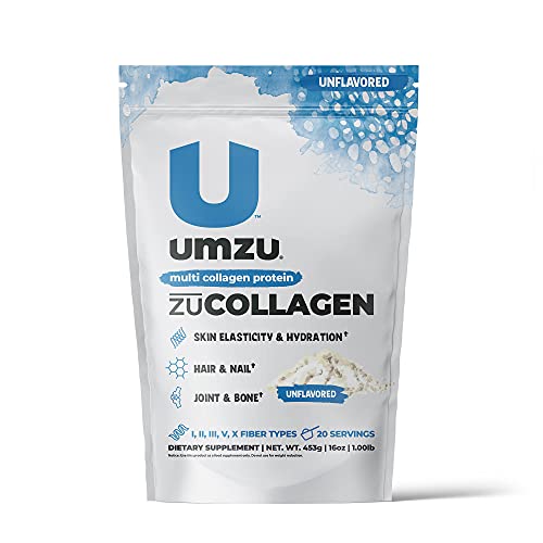 UMZU zuCollagen Protein - Multi Collagen Protein Powder, Daily Supplement to Improve Skin, Hair, Joints, and Muscle Recovery - Non-GMO, Unflavored, 20 Servings