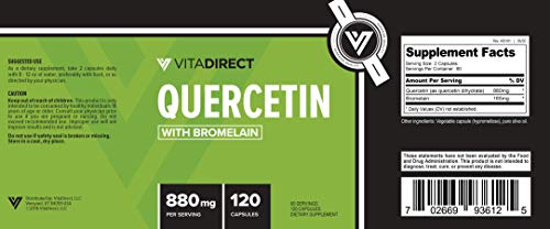 VitaDirect Quercetin 880mg, 120 Capsules - 60 Servings
