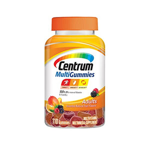 Centrum MultiGummies Gummy Multivitamin for Adults, Multivitamin/Multimineral Supplement with Vitamins D, B and E, Assorted Fruit Flavor - 110 Count