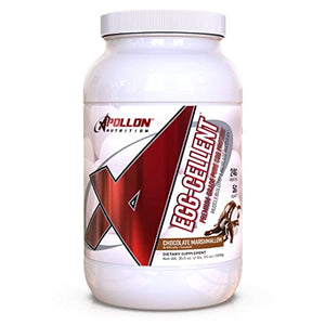 Apollon Nutrition Egg-Cellent | 24g Whole Egg Protein Powder, DRecovery, Energy, Dieting, Muscle Growth, For Men & Women, Dairy Free, Gluten Free, Lactose Free, Keto-Friendly | (Chocolate Marshmallow)