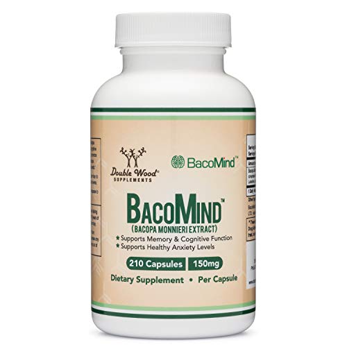 BacoMind Clinically Tested Bacopa (Patented and Clinically Proven Form of Bacopa Monnieri Extract) 210 Vegan Capsules, Promotes Learning and Memory, Reduces Anxiety by Double Wood Supplements