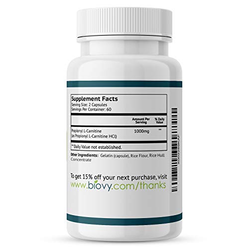 High Absorption Propionyl-L-Carnitine (PLCAR) by Biovy™ - No Artificial Fillers - Effective Propionyl L Carnitine HCL Supplement to Support Blood Circulation - 120 Capsules
