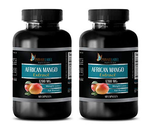 Fat Burner Energy Booster for Women - African Mango Extract 1200 MG - African Mango Seed Extract - 2 Bottles (120 Capsules)