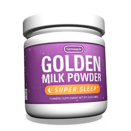 Organic Golden Moon Milk Turmeric Powder Mix, Super Sleep (180 Servings) + Superfood Blend of Melatonin, Valerian, Chamomile, Lemon Balm, Ginger, Black Pepper, Curcumin, Cinnamon, Cardamom - Turmaquik