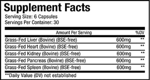 Codeage Grass Fed Beef Organs Supplement – Glandulars Supplements - Freeze Dried, Non-Defatted, Desiccated Liver, Heart, Kidney, Pancreas & Spleen Bovine Pills – Beef Vitamins - Non-GMO -180 Capsules