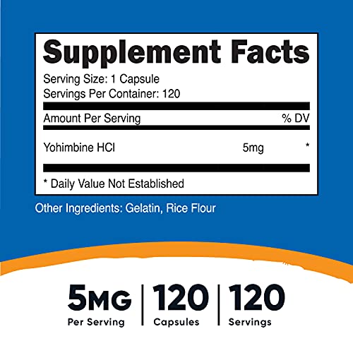 Nutricost Yohimbine HCl 5mg, 120 Capsules Extra Strength