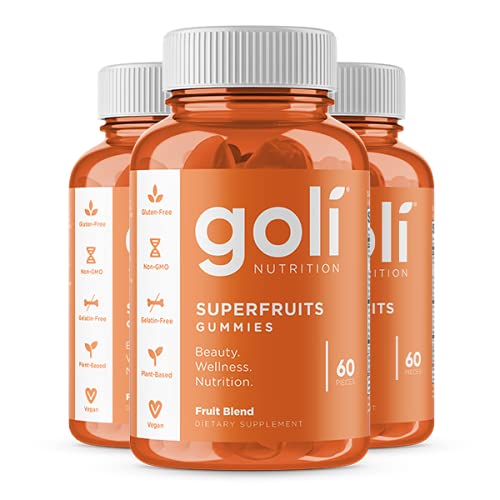 SUPERFRUITS Vitamin Gummy by Goli Nutrition - 180 ct - with Collagen-Enhancing Ingredients. Radiate. Rejuvenate. Refresh (Mixed Fruit, Vegan, Plant-Based, Non-GMO, Gluten-Free & Gelatin Free)