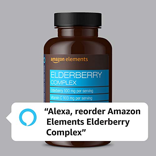 Amazon Elements Elderberry Complex, Immune System Support, 60 Berry Flavored Lozenges, Elderberry 100mg, Vitamin C 103mg, Zinc 12mg per Serving (Packaging may vary)