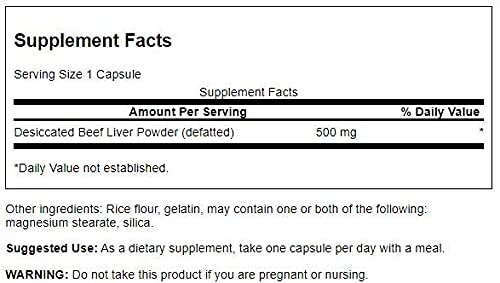 Swanson Argentinian Desiccated Beef Liver - 100% Pure Defatted 500 mg 120 Caps 3 Pack