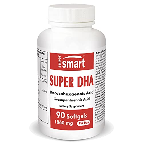 Supersmart - Super DHA 1860 mg Per Day - Fish Oil Containing Omega 3 Fatty Acids - Promote Healthy Cardiovascular System | Non-GMO & Gluten Free - 90 Softgels