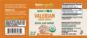 BareOrganics Valerian Liquid Drops, Herbal Supplement, Organic Drops, 1 Ounce