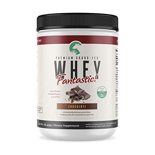 Whey Fantastic - Chocolate - Made with 100% Pure Grass Fed Whey Protein - Optimum Blend of Undenatured Whey Isolate, Concentrate & Hydrolysate - Non-GMO, Soy & Gluten Free -12 Servings 1lb.
