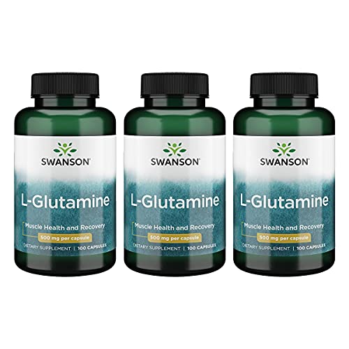 Swanson Amino Acid L-Glutamine 500 Milligrams 100 Capsules 3 Pack