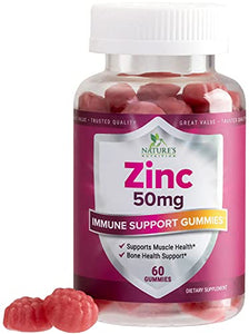 Zinc Gummies for Kids and Adults 50mg Extra Strength Immune Support - Vegan and Non-GMO - Great Tasting Natural Flavored Gummy Supplement - Best Zinc Vitamin for Men, Women and Children - 60 Gummies